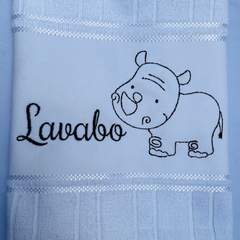 Toalha Lavabo Bordada Personalizada Infantil 30 x 45 cm – Fofura Animal: Rinoceronte - comprar online