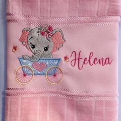 Toalha Lavabo Bordada Personalizada Infantil 30 x 45 cm - Elefanta em Aplique - comprar online