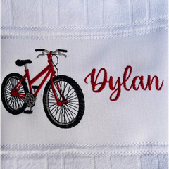 Toalha Lavabo Bordada Personalizada Infantil 30 x 45 cm – Bicicleta - comprar online