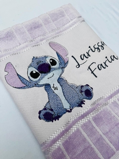 Toalha Lavabo Bordada Personalizada Infantil 30 x 45 cm Stitch