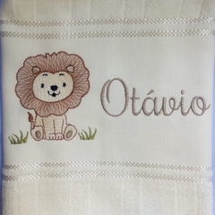 Toalha Lavabo Bordada Personalizada Infantil 30 x 45 cm – Safari: Leãozinho - comprar online