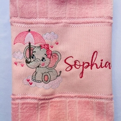 Toalha Lavabo Bordada Personalizada Infantil 30 x 45 cm – Elefantinha - comprar online