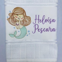 Toalha Lavabo Bordada Personalizada Infantil 30 x 45 cm – Sereia - comprar online