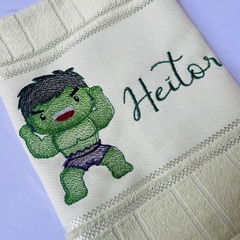 Toalha Lavabo Bordada Personalizada Infantil 30 x 45 cm – Marvel: Hulk