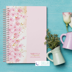 Planner permanente coleção primavera sakura fundo rosa