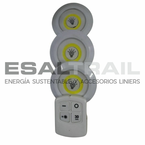 kit 3 luces led con control inalambrico