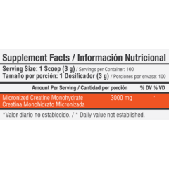 Creatine Monohydate 300 gr 100 Servicios - comprar online