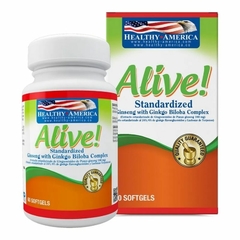 Alive Ginkgo Biloba + Ginseng Panax 60 Softgels Healthy America