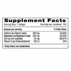 Cal Mag Zinc Plus Vitamin D x 100 Softgels Natural Systems - comprar online