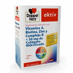 Doppel herz aktiv Vitamina A , Biotina, Zinc y complejo B + Colágeno Hidrolizado