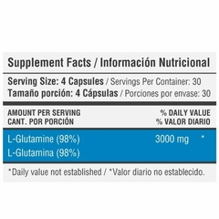 L - Glutamina 3000mg 120 cápsulas - Healthy Sports - comprar online