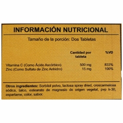 Vitamina C + Zinc 100 tabletas masticables | KEOPS - comprar online