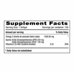 Omega 3 EPA + DHA 1300 mg x 100 Softgels - comprar online