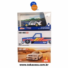 Kombo Miniaturas 1:64 - Chevrolet Silverado Azul Kaido #099 / Nissan R33 Kaido #097 / Porshe 911 RSR 3.8 Tarmac