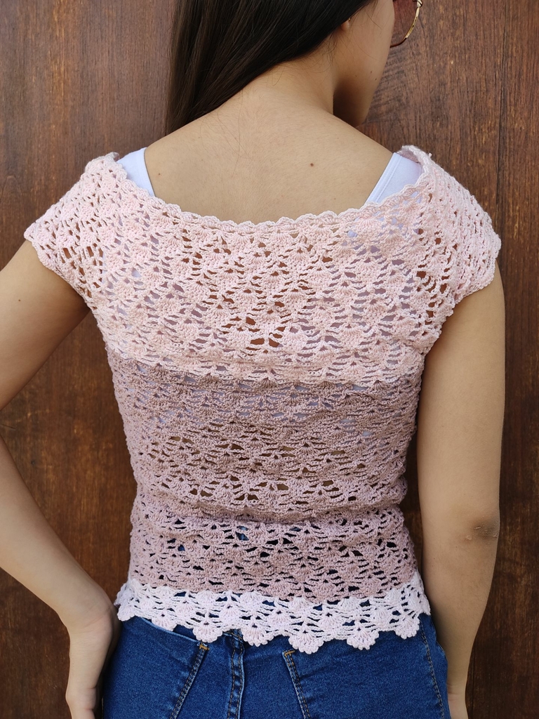 Blusa tejidas a 2024 crochet crop top