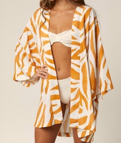 KIMONO ZEBRA CAMEL BLANCHE