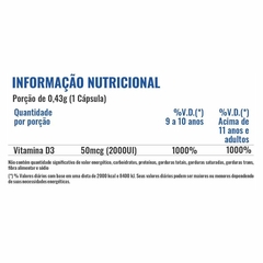 VITAMINA D3 2000 UI PROFIT 60 CÁPSULAS - loja do atleta