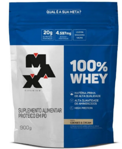 100% WHEY REFIL 900G SABOR COOKIES & CREAM - MAX TITANIUM