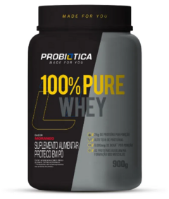 100% PURE WHEY POTE 900G IOGURTE COM MORANGO - PROBIOTICA