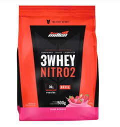 3 WHEY NITRO 2 MORANGO REFIL 900G NEW MILLEN - loja online