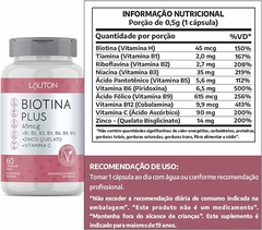 BIOTINA PLUS LAUTON 60CAPS 45MCG - LAUTON - comprar online