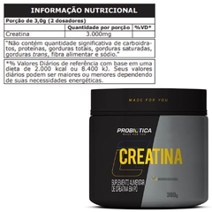 CREATINA PURA PROBIÓTICA POTE 300G - comprar online