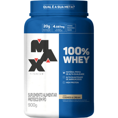 100% WHEY POTE 900G COOKIES & CREAM - MAX TITANIUM na internet