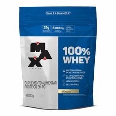 100% WHEY REFIL 900G SABOR BAUNILHA MAX TITANIUM na internet