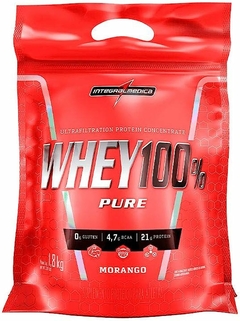 WHEY 100% PURE MORANGO 1,8KG INTEGRALMÉDICA