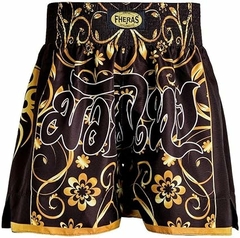 SHORTS 3031 FLORAL 2 POLIESTER G PRETO/DOURADO - FHERAS