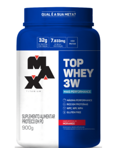 TOP WHEY 3W + PERFORMANCE POTE 900 GR MORANGO - MAX TITANIUM - comprar online