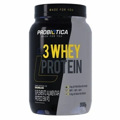 3 WHEY PROTEIN POTE 900 GR BAUNILHA - PROBIOTICA