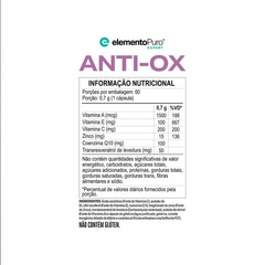 ANTI-OX 60 CAPSULAS - ELEMENTO PURO - loja do atleta