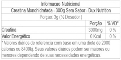 CREATINA MONOHIDRATADA 300G - DUX NUTRITION LAB - loja do atleta