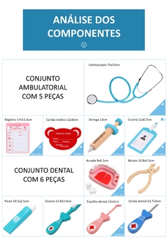 Conjuntos de peças para brincar de médico ou dentista, aprendendo a falar Inglês