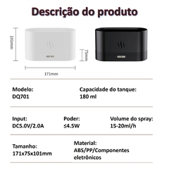 Difusor de aroma e umidificador carregável com cabo USB