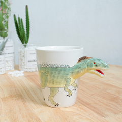 Caneca 3D de cerâmica infantil meus amiguinhos dinossauros e outros bichinhos