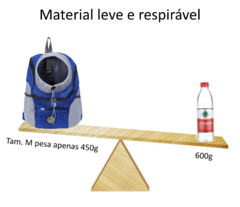 mochila para pet confeccionada em material respirável e macio