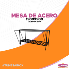 Mesa de Acero Inoxidable 20x20 con estante - #tumesainox