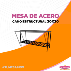 Mesa de Acero Inoxidable 20x20 con estante