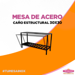 Mesa de Acero Inoxidable 30x30 con estante