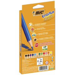 Lápis De Cor Bic Evolution 12 Cores + 4 Lápis Preto Não Lasca Seguro - comprar online