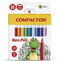 Caneta Hidrocor Mirim Canetinha Neo-Pen 12 Cores Ponta 2,0mm Super Lavável