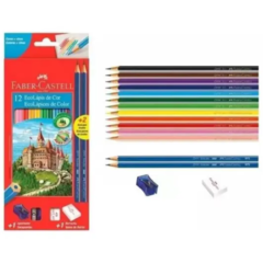 Lápis de Cor Ecolápis Faber-Castell Kit Escolar 12 Cores + 2 Ecolápis Grafite + 1 Apontador + 1 Borracha na internet