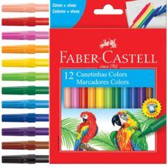 Canetinhas Hidrográficas Cores Mais Vivas Lavável Faber-Castell 12 Cores