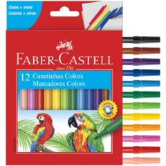 Canetinhas Hidrográficas Cores Mais Vivas Lavável Faber-Castell 12 Cores - Mil Milhões