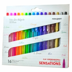 Kit 16 Canetas Coloridas Clic Esferográficas New Pen Canetas Tinta Gel Liquida Ultra Deslizante