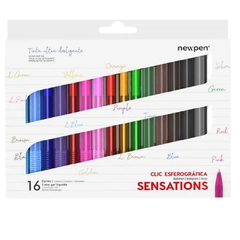 Kit 16 Canetas Coloridas Clic Esferográficas New Pen Canetas Tinta Gel Liquida Ultra Deslizante na internet