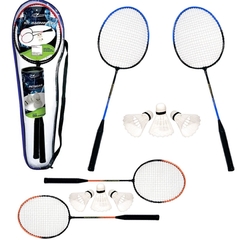 Badminton Kit 2 Raquetes + 3 Petecas + Bolsa Com Zíper