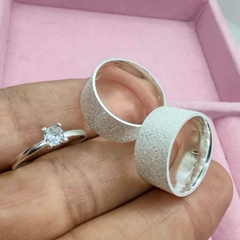Alianças de namoro Diamantada Quadrada 10mm Prata 950 Legítima Brindes - loja online